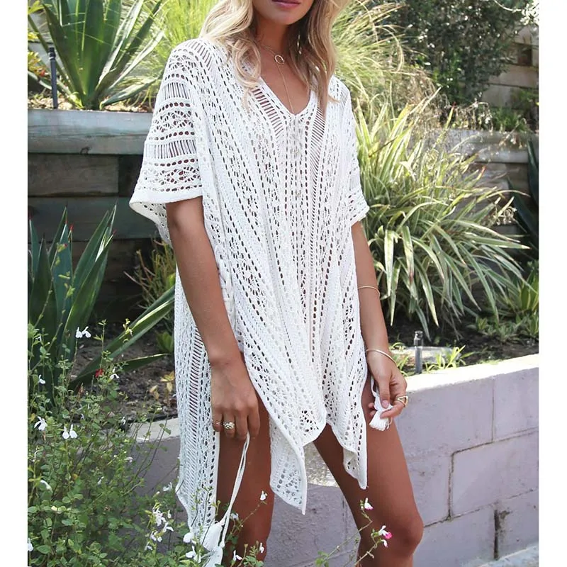 Knitted Pareo Beach Dresses 2018 New Casual Women Dress Hollow Sexy V-Neck Plus size Mini Dresses Beach Tunic Plage
Knitted Pareo Beach Dresses 2018 New Casual Women Dress Hollow Sexy V-Neck Plus size Mini Dresses Beach Tunic Plage