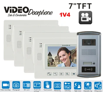ZHUDELE Video Record / Photograph 7 inch Wired Video Door Phone Intercom Home Security System RFID Camera LED Night Vision 1v4 
ZHUDELE Video Record / Photograph 7 inch Wired Video Door Phone Intercom Home Security System RFID Camera LED Night Vision 1v4