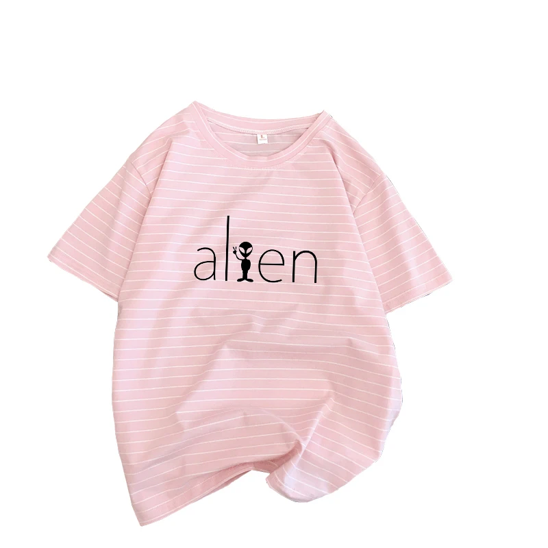 Alien T Shirt Funny Women Summer Novelty Print O-Neck Short Sleeve Tops Tee Female 100% Cotton Girls UFO Letters Stripes Tshirt
Alien T Shirt Funny Women Summer Novelty Print O-Neck Short Sleeve Tops Tee Female 100% Cotton Girls UFO Letters Stripes Tshirt
