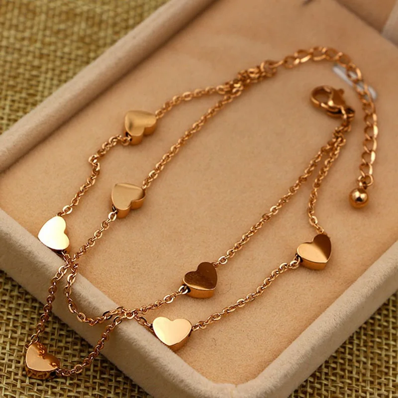 Fashion Summer Style Stainless Steel 7 Heart Double Layer Link Bracelets Valentine Special Gift Women Romantic Jewelry
Fashion Summer Style Stainless Steel 7 Heart Double Layer Link Bracelets Valentine Special Gift Women Romantic Jewelry