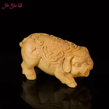 JIA-GUI LUO Boxwood wood animal pig models hand-carved craft gifts woodcut blessing pig A006
JIA-GUI LUO Boxwood wood animal pig models hand-carved craft gifts woodcut blessing pig A006