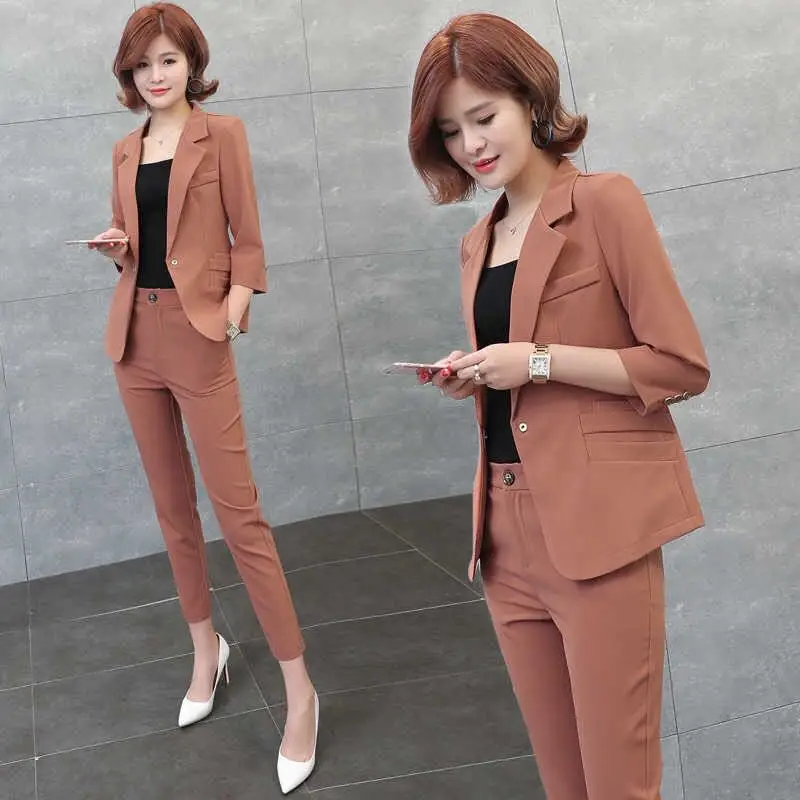 New Spring Autumn Elegant Office Lady Business Suits Female Two Piece Sets Femme Long Sleeve Pants Suits Women Suits
New Spring Autumn Elegant Office Lady Business Suits Female Two Piece Sets Femme Long Sleeve Pants Suits Women Suits