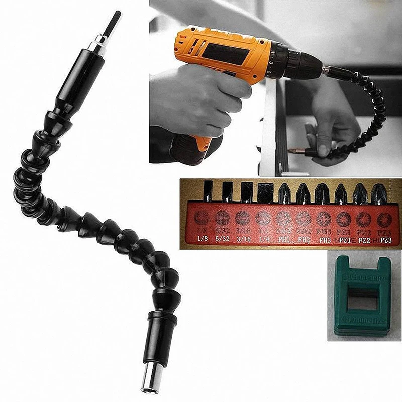 30 CM/11.8 Inch Flexible Drill Shaft Socket Key Drive Bits Extension Extender Link Snake Double Head Screwdriver #251877
30 CM/11.8 Inch Flexible Drill Shaft Socket Key Drive Bits Extension Extender Link Snake Double Head Screwdriver #251877
