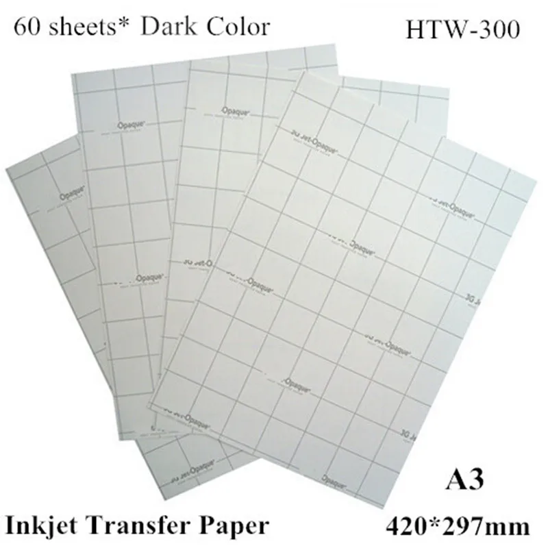 (A3*60pcs) Dark Iron on Inkjet Heat Transfer Paper A3 For T shirts Thermal Transfer Papel For Dark and Light Fabric HTW-300 Free
(A3*60pcs) Dark Iron on Inkjet Heat Transfer Paper A3 For T shirts Thermal Transfer Papel For Dark and Light Fabric HTW-300 Free