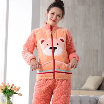 Warm Winter Quilted Pajama For Women Flannel Long Sleeved Pant Sets Cartoon Bear Warm Coral Velvet Women's Suit Winter Sleepwear
Warm Winter Quilted Pajama For Women Flannel Long Sleeved Pant Sets Cartoon Bear Warm Coral Velvet Women's Suit Winter Sleepwear
