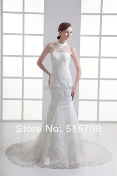 Free Shipping High Neck Lace White Ivory Bridal Gowns Zipper Court Train Mermaid Wedding Dresses Custom Make
Free Shipping High Neck Lace White Ivory Bridal Gowns Zipper Court Train Mermaid Wedding Dresses Custom Make