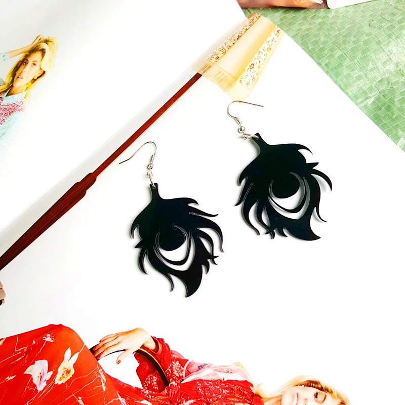 Doreen Box Hot Club Black Leaf Women Fashion Stud Earrings Ear Post Hip Hop Style Jewelry 5.5x4.3cm 1 Pair | Украшения и