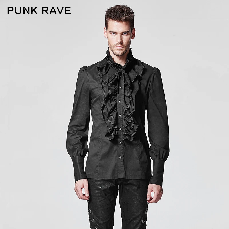 PUNK RAVE Gothic Ruffles Turn-down Collar Man Shirt Single Breasted Dark Grain Horn Long Sleeve Blouses Retro Victorian Cotton
PUNK RAVE Gothic Ruffles Turn-down Collar Man Shirt Single Breasted Dark Grain Horn Long Sleeve Blouses Retro Victorian Cotton