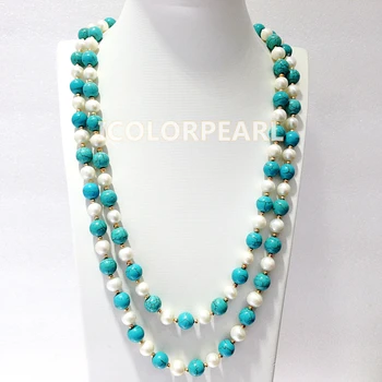 WEICOLOR 125CM / 8-10mm blue Stone And White Freshwater Pearl With light Gold Bead Sweater Necklace. Best Jewelry For Girls!
WEICOLOR 125CM / 8-10mm blue Stone And White Freshwater Pearl With light Gold Bead Sweater Necklace. Best Jewelry For Girls!