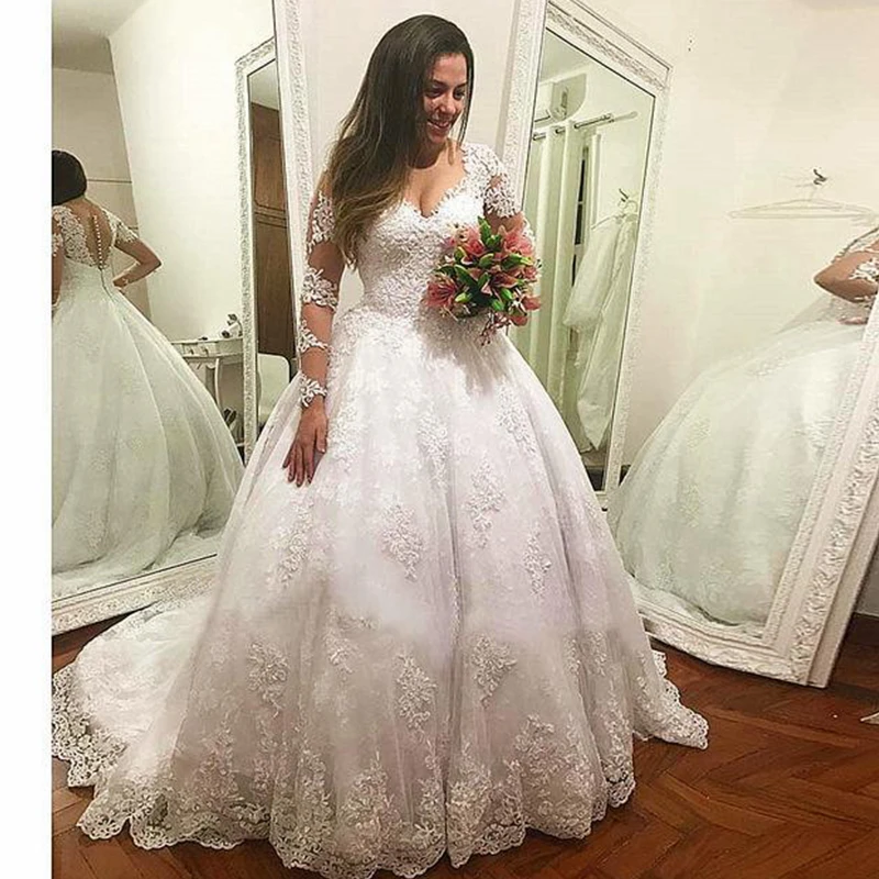 Elegant Plus Size Wedding Dresses 2021 Vestidos De Novia V Neck Long Sleeves Formal Bridal Gowns Custom Made Dress
Elegant Plus Size Wedding Dresses 2021 Vestidos De Novia V Neck Long Sleeves Formal Bridal Gowns Custom Made Dress