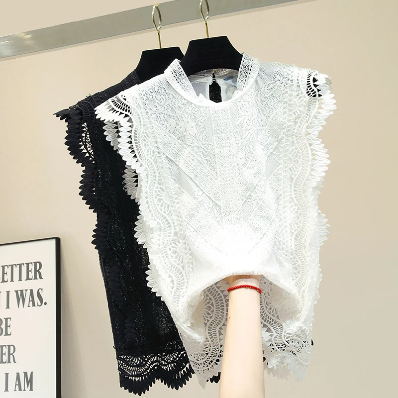 New Summer Fashion Elegant Hollow Out Lace Shirts for Women Solid Color Sleeveless Tanks Blouses Female Pullovers Top
New Summer Fashion Elegant Hollow Out Lace Shirts for Women Solid Color Sleeveless Tanks Blouses Female Pullovers Top