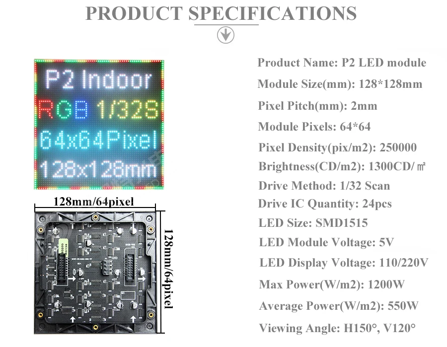 P2 Indoor Full color LED display module 1