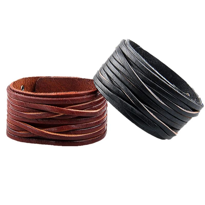ZMZY Fashion Punk Men/Women Multi Braided Wide PU Leather Bracelet Wristband Jewelry Cuff Bangle Black/Brown Wrap Bracelets Gift | Украшения