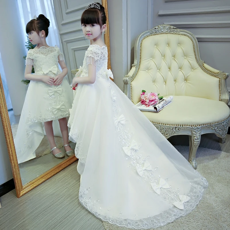 Flower Girl Dresses with Long Tailing Off the Shoulder First Communion Dresses Bowknots Kids Girls Pageant for Party Wedding B34
Flower Girl Dresses with Long Tailing Off the Shoulder First Communion Dresses Bowknots Kids Girls Pageant for Party Wedding B34
