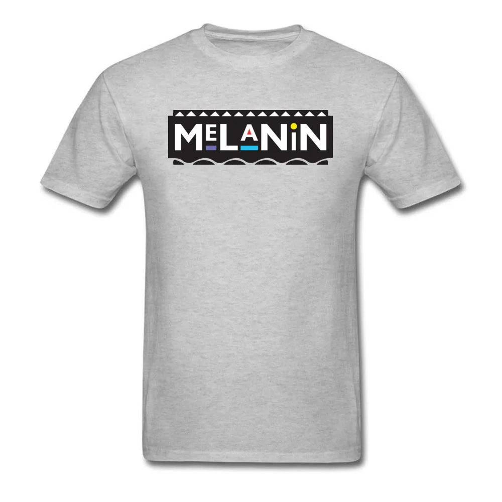 Melanin Comics T-shirts for Men 100% Cotton Summer Autumn Tops T Shirt Street Sweatshirts Short Sleeve Funny Crew Neck Melanin grey
