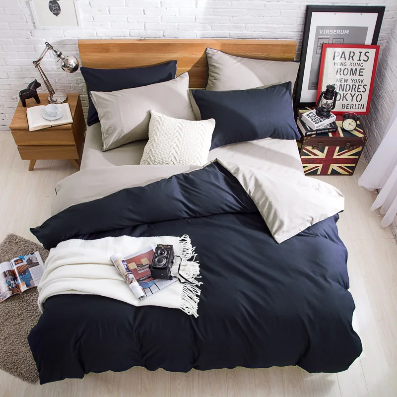 AB Side Bedding Set Super King Duvet Cover Set Dark blue +beige 4pcs BedClothes Adult Bed Set Man Duvet Flat Sheet
AB Side Bedding Set Super King Duvet Cover Set Dark blue +beige 4pcs BedClothes Adult Bed Set Man Duvet Flat Sheet