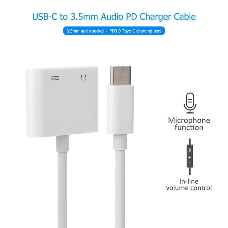 2 in 1 USB-C to 3.5mm Adapter with PD3.0 Type C Charging Port Digital Audio Charger Cable Converter for iPad Pro Huawei P20
2 in 1 USB-C to 3.5mm Adapter with PD3.0 Type C Charging Port Digital Audio Charger Cable Converter for iPad Pro Huawei P20