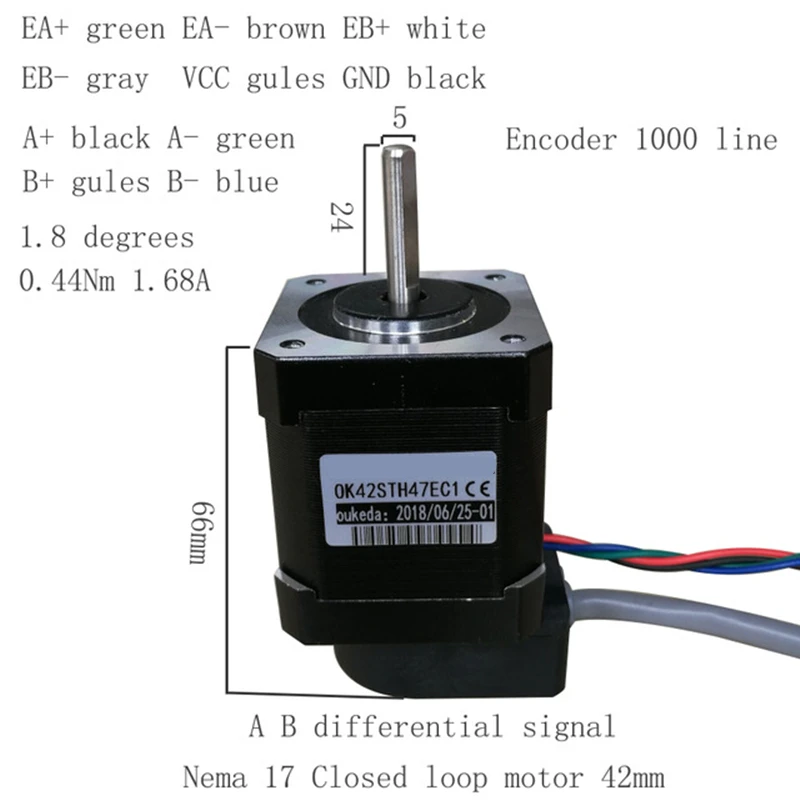 NEMA 17 48mm steppr motor with encoder AB or ABZ type encoder integrated type stepper motor
NEMA 17 48mm steppr motor with encoder AB or ABZ type encoder integrated type stepper motor