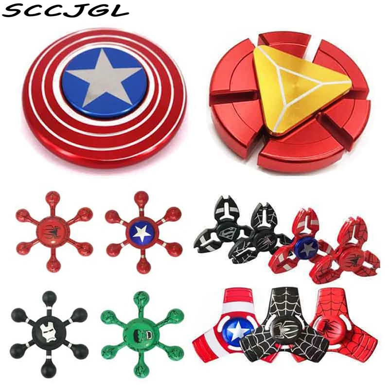 

New 10 Colors Styles Captain America Spider Man Iron Man Hulk Batman Fidget Spinner Hand Spinner For Autism And ADHD