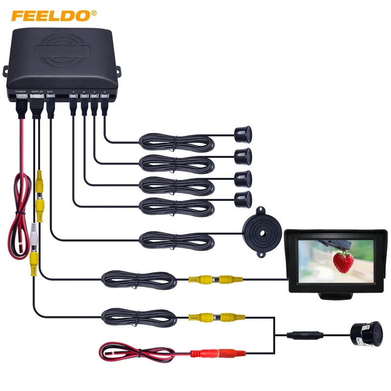FEELDO Car 4.3" LCD Monitor 4-sensor Parking Sensor 18.5mm Snap Ring Camera Reversing Rearview Parking System #HQ944
FEELDO Car 4.3" LCD Monitor 4-sensor Parking Sensor 18.5mm Snap Ring Camera Reversing Rearview Parking System #HQ944