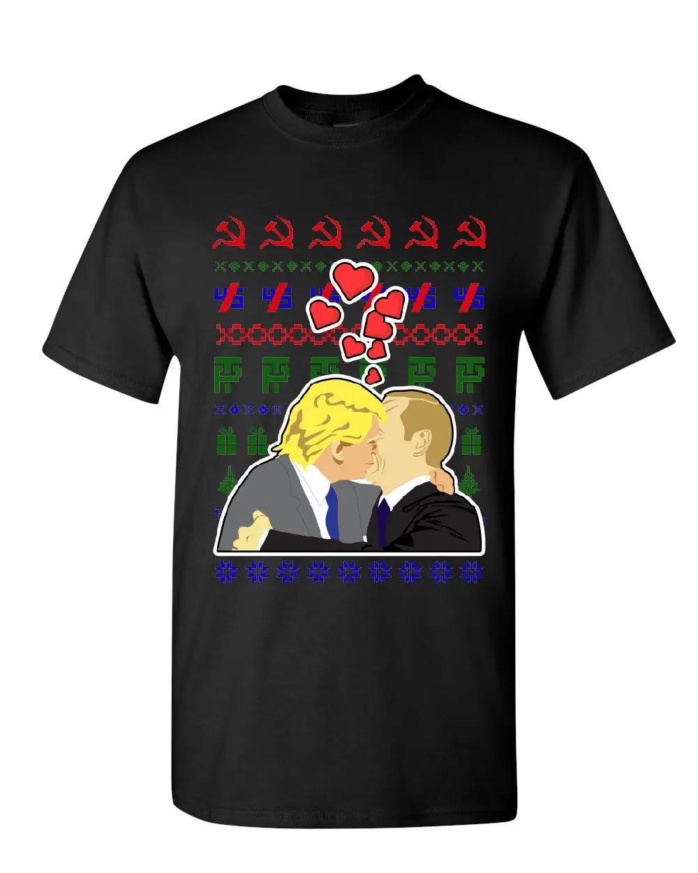 Фото Трамп Путиным влюбленные уродливый свитер футболка СССР Россия - купить