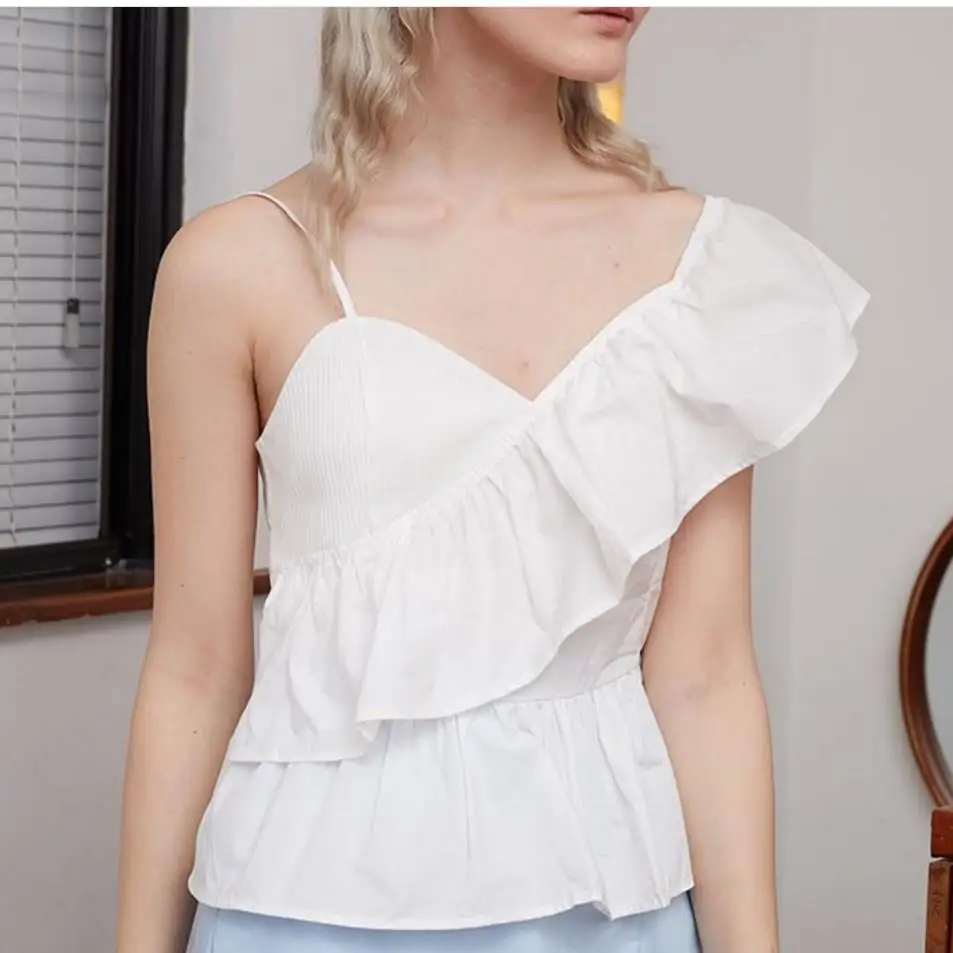 Irregular Ruffled Sling Sleeveless V Neck Top camis Personality Asymmetrical tank tops
Irregular Ruffled Sling Sleeveless V Neck Top camis Personality Asymmetrical tank tops