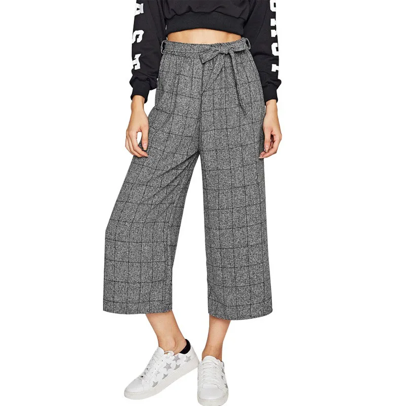 Autumn Winter New Women's Hair Pants Belt Plaid High-waisted Broad Leg Pants European and American
Autumn Winter New Women's Hair Pants Belt Plaid High-waisted Broad Leg Pants European and American