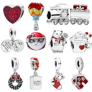 925 Sterling Silver Christmas Train Gift Box Red Hat fit Pandora Bracelet, Bear Airballoon Beads,Santa Claus Heart Cup Charm
925 Sterling Silver Christmas Train Gift Box Red Hat fit Pandora Bracelet, Bear Airballoon Beads,Santa Claus Heart Cup Charm