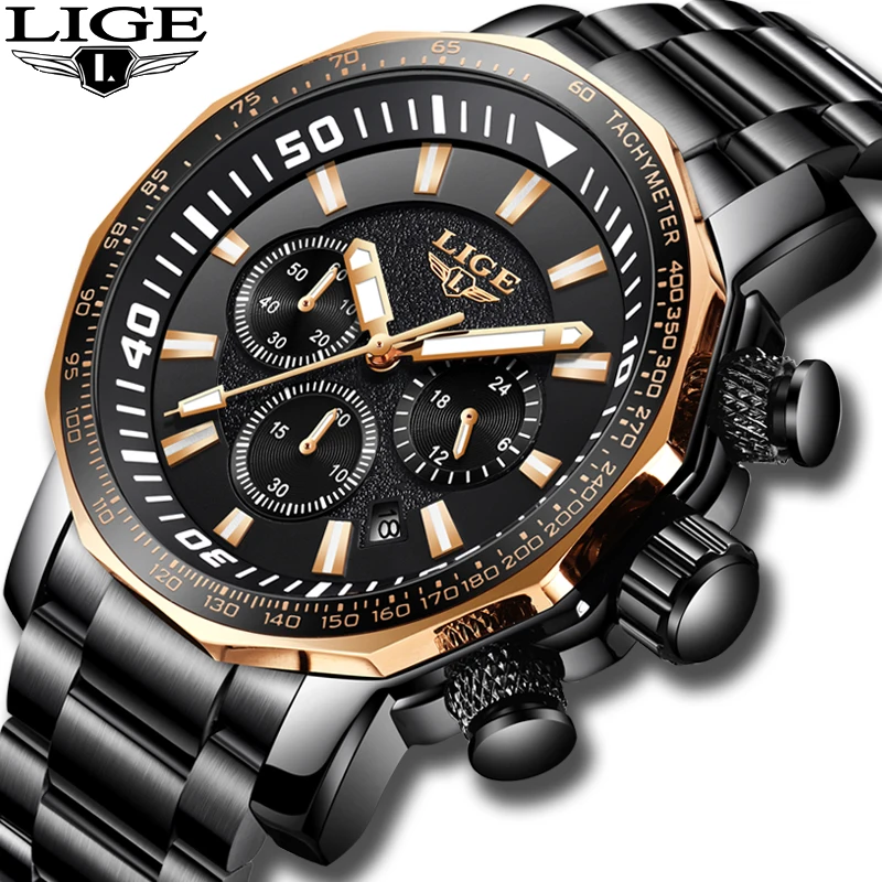 Фото 2019 LIGE Mens Watches Top Brand Luxury Sport Quartz All Steel Clock Male Military Waterproof Chronograph Date Relogio Masculino  | Кварцевые мужские часы (32992895456)