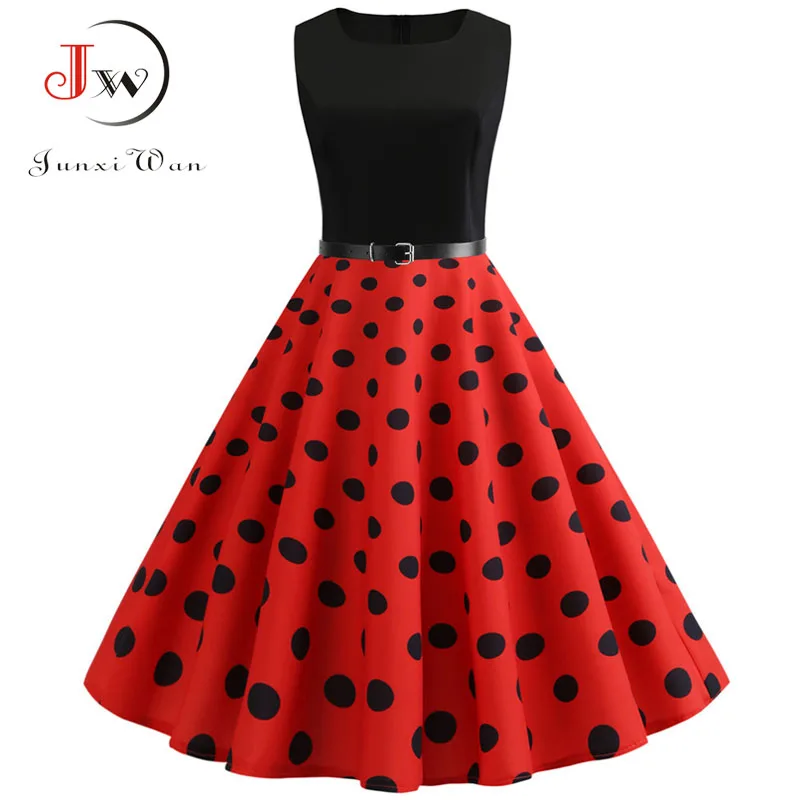 Summer Dress Women Sleeveless Red Polka Dot Print Party Dress Elegant Vintage Rockabilly Swing Dress Robe Femme Plus Size
Summer Dress Women Sleeveless Red Polka Dot Print Party Dress Elegant Vintage Rockabilly Swing Dress Robe Femme Plus Size