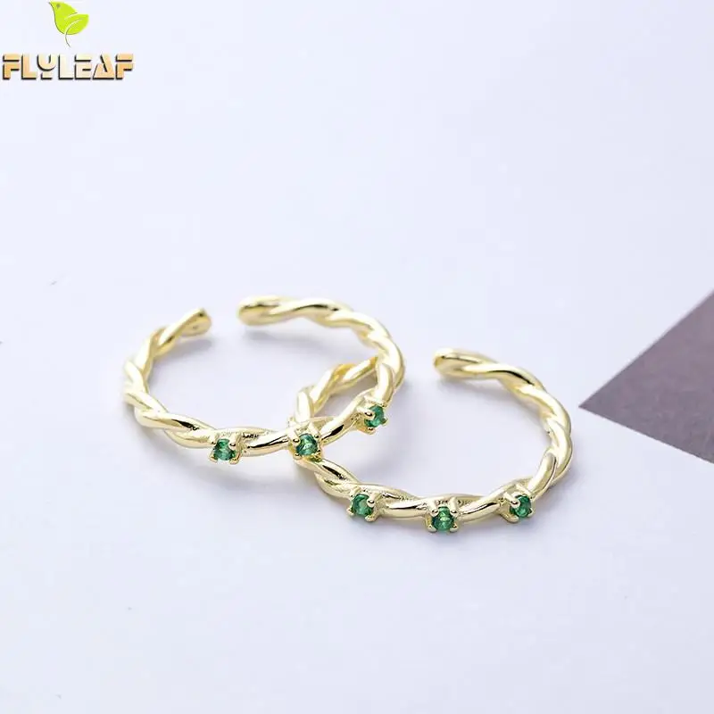 Flyleaf Green Zircon Gold Twist Open Rings For Women Forest Series Trend 100% 925 Sterling Silver Fashion Jewelry Bague
Flyleaf Green Zircon Gold Twist Open Rings For Women Forest Series Trend 100% 925 Sterling Silver Fashion Jewelry Bague