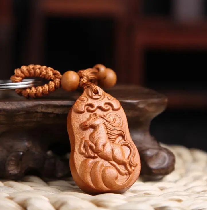 Chinese Peach Wood Carved Word Safe And Auspicious Word Twelve Zodiac Animals Horse Exquisite Car Key Chain Pendant
Chinese Peach Wood Carved Word Safe And Auspicious Word Twelve Zodiac Animals Horse Exquisite Car Key Chain Pendant