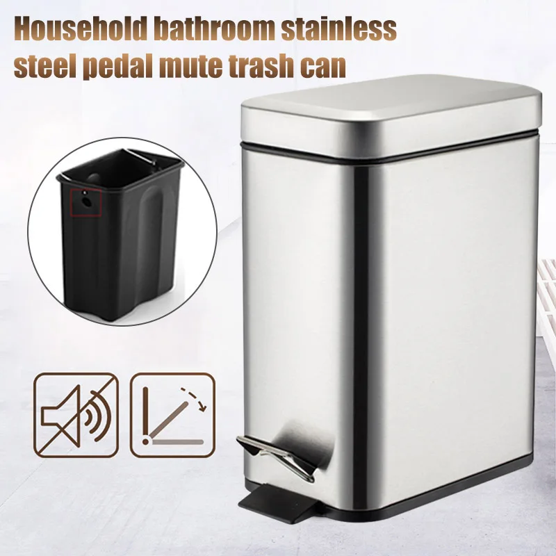 Hot Pedal Bin Household Trash Can Mute Stainless Steel Kitchen Trash Bin with Liner FQ-ing
Hot Pedal Bin Household Trash Can Mute Stainless Steel Kitchen Trash Bin with Liner FQ-ing