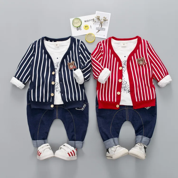 Male Baby Striped Cardigan T-shirt Trousers Three-piece Suit Spring Casual Fashion Boy Suit Boys Clothes Kids Clothes Fashion
Male Baby Striped Cardigan T-shirt Trousers Three-piece Suit Spring Casual Fashion Boy Suit Boys Clothes Kids Clothes Fashion