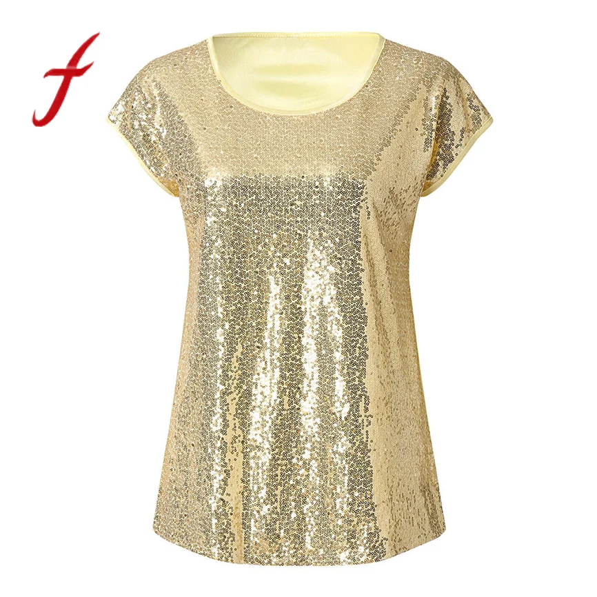 Women T Shirts Street FeiTong Slim Summer lapel short-sleeved sexy club shirt sequined casual T-shirt top multicolor top silver
Women T Shirts Street FeiTong Slim Summer lapel short-sleeved sexy club shirt sequined casual T-shirt top multicolor top silver