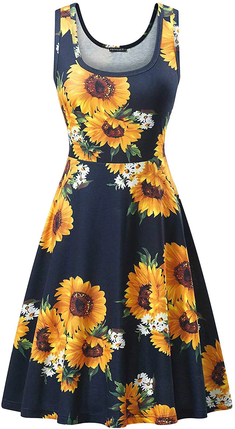 Vintage Sun Flower Dress Sleeveless Print Floral Summer Beach Women Dress O Neck Spring Summer Lady Dresses
Vintage Sun Flower Dress Sleeveless Print Floral Summer Beach Women Dress O Neck Spring Summer Lady Dresses