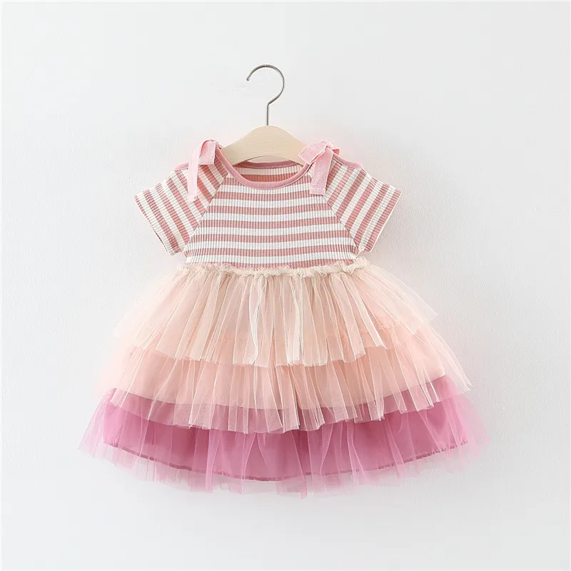 2019 Summer Girls Dresses Baby Girl Stripe Splicing Cake Princess Dress Baby Fashion Off-the-shoulder Bow Mesh Clothes 0-4 Years
2019 Summer Girls Dresses Baby Girl Stripe Splicing Cake Princess Dress Baby Fashion Off-the-shoulder Bow Mesh Clothes 0-4 Years