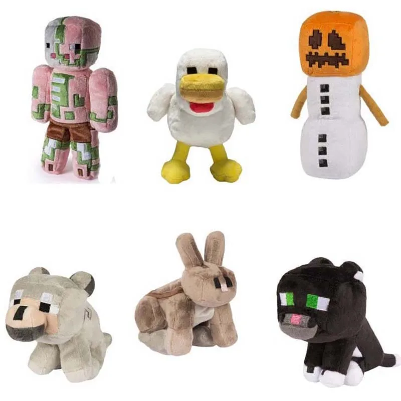 

Minecraft Plush Stuffed Toys 18-20cm Minecraft Snow Golem Steve Zombie Wolf Ocelot Rabbit Chicken Plush Toy for Children Kids