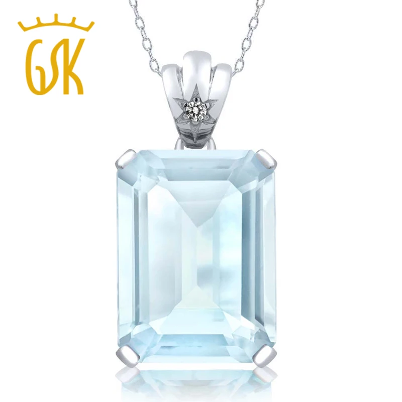 GemStoneKing 15.03 Ct Emerald Cut Natural Sky Blue Topaz White Diamond Pendant 925 Sterling Silver Fine Jewelry For Women
GemStoneKing 15.03 Ct Emerald Cut Natural Sky Blue Topaz White Diamond Pendant 925 Sterling Silver Fine Jewelry For Women