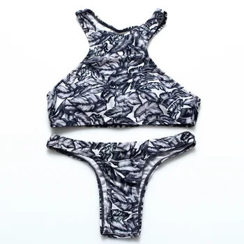 Sexy High Neck Bikini 2018 Swimwear Women Swimsuit Print Grey Halter Top Brazilian Bikini Set Padded Bathing Suits
Sexy High Neck Bikini 2018 Swimwear Women Swimsuit Print Grey Halter Top Brazilian Bikini Set Padded Bathing Suits