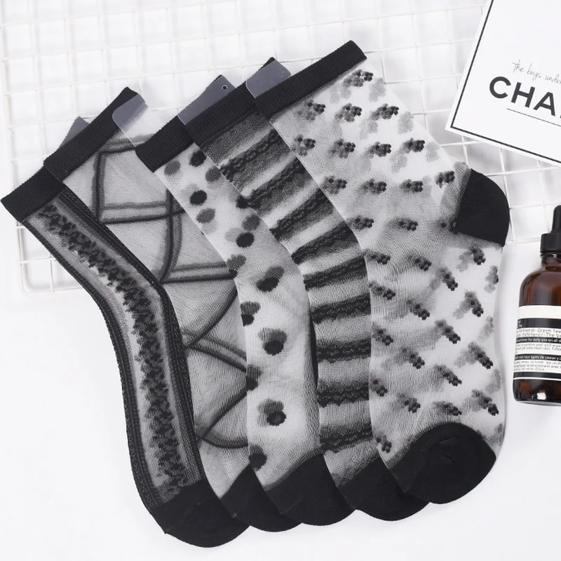 LIONZONE Newly Women Korean Fashion Lace Ruffle Crystal Silk Ankle Sock Glass Black Sexy Thin Transparent Socks Wholesale
LIONZONE Newly Women Korean Fashion Lace Ruffle Crystal Silk Ankle Sock Glass Black Sexy Thin Transparent Socks Wholesale