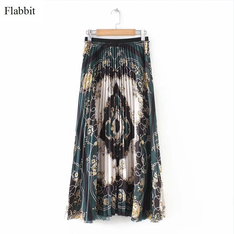 Flabbit Women Vintage chain flower printing pleated midi skirt faldas mujer ladies hem irregular cut casual chic skirts QUN027
Flabbit Women Vintage chain flower printing pleated midi skirt faldas mujer ladies hem irregular cut casual chic skirts QUN027