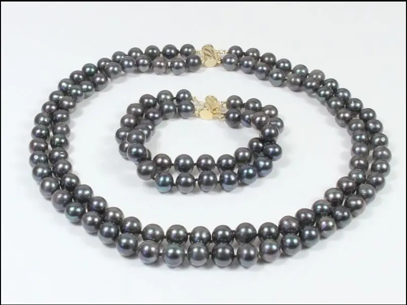 A0503 Jewelry 001529 NATURAL 2 row 9-10MM AA+ SOUTH SEA BLACK PEARL NECKLACE BRACELET 14KGP (0430)
A0503 Jewelry 001529 NATURAL 2 row 9-10MM AA+ SOUTH SEA BLACK PEARL NECKLACE BRACELET 14KGP (0430)