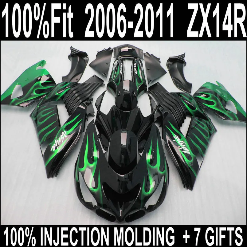 Band new bodywork for Kawasaki 2006-2011 zx14r fairings black with green flames Ninja 06 07 08 09 10 11 ZX14R fairing kit RF73
Band new bodywork for Kawasaki 2006-2011 zx14r fairings black with green flames Ninja 06 07 08 09 10 11 ZX14R fairing kit RF73
