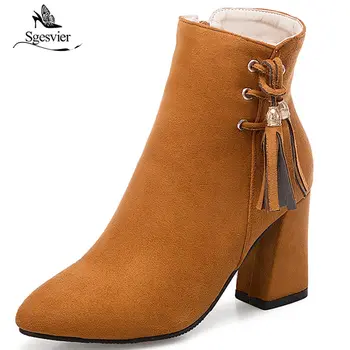Sgesvier winter ankle boots for women high heels shoes woman fashion boots female zipper solid bowtie big size 35-50 OX588
Sgesvier winter ankle boots for women high heels shoes woman fashion boots female zipper solid bowtie big size 35-50 OX588