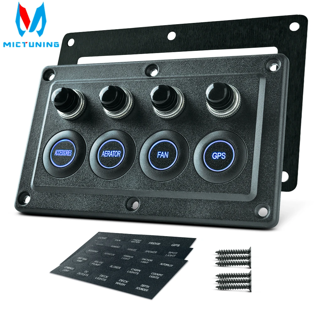 MICTUNING 12V/24V 4 Gang Pre Wired LED Switch Panel Slim Touch Screen Circuit Breaker DIY Sticker for Cars RV Marine Boat Yacht
MICTUNING 12V/24V 4 Gang Pre Wired LED Switch Panel Slim Touch Screen Circuit Breaker DIY Sticker for Cars RV Marine Boat Yacht