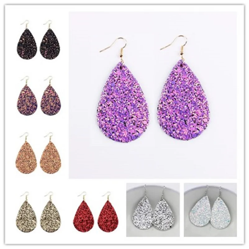 2018 Spring Summer Fashion Trendy Glitter Leather Teardrop Dangle Light Earrings Bohemian Style Ethnic Design Eardrop for Women
2018 Spring Summer Fashion Trendy Glitter Leather Teardrop Dangle Light Earrings Bohemian Style Ethnic Design Eardrop for Women