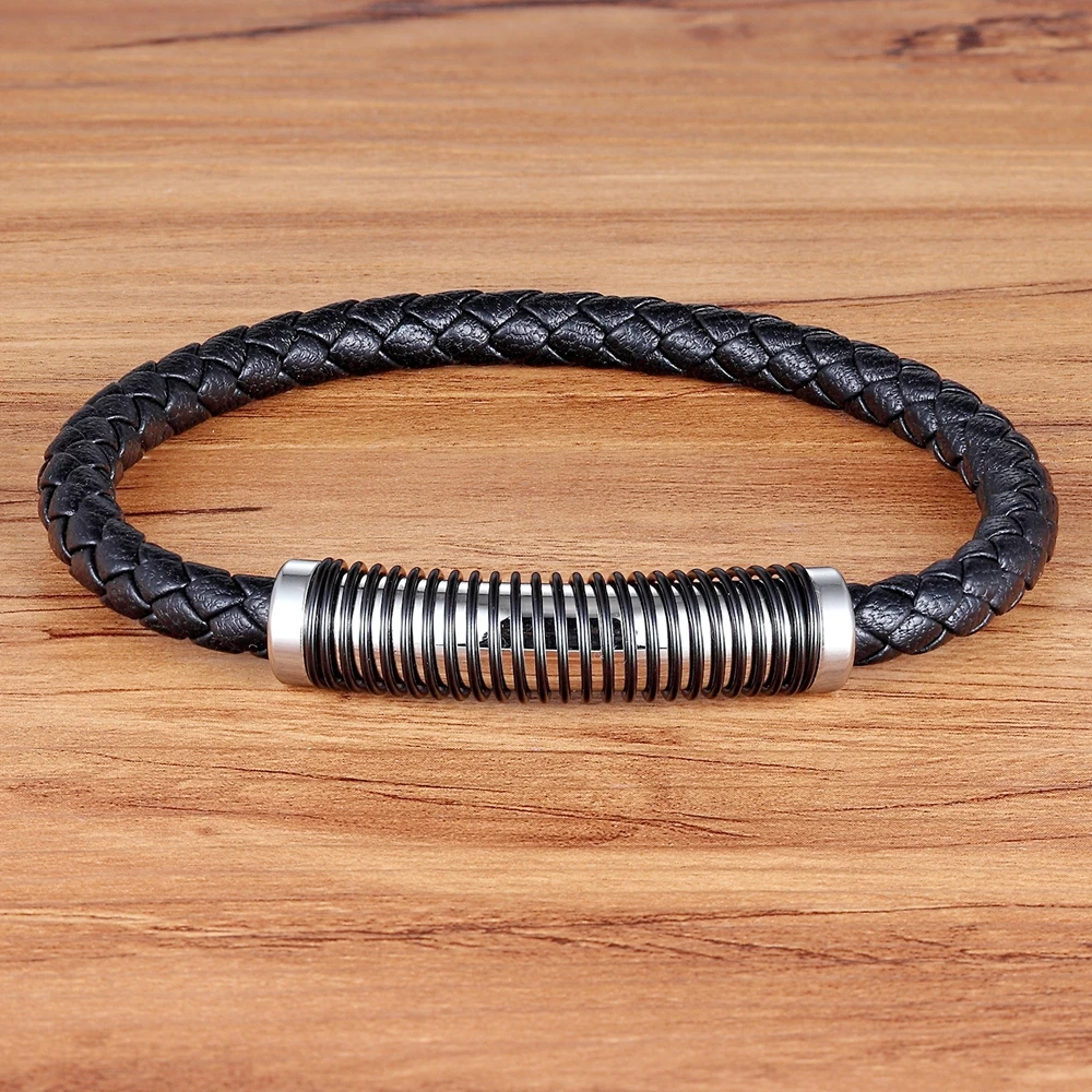 TYO Stitching Combination Spring Pattern Black Color Genuine Leather Bracelet & Bangle For Men Fashion Fine Jewelry Party Gift
TYO Stitching Combination Spring Pattern Black Color Genuine Leather Bracelet & Bangle For Men Fashion Fine Jewelry Party Gift