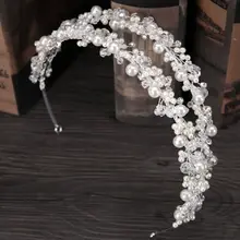 Bride Headband Tiara Bridal Crown Handmade Pearl Double Layer Wedding Headpieces Bride Headband Tiara Bridal Crown Handmade Pearl Double Layer Wedding Headpieces