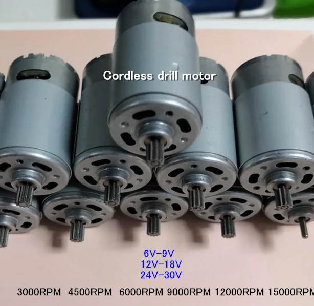 

Quality Cordless drill motor 6V 9V 12V 18V 24V 30V Lithium electric drill replace motor RS550 10T 11T teeth gear 3000RPM 4500RPM